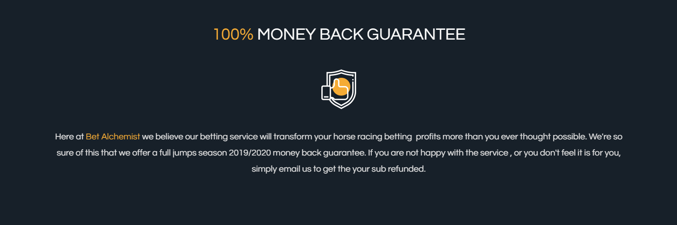 Bet Alchemist money back guarantee