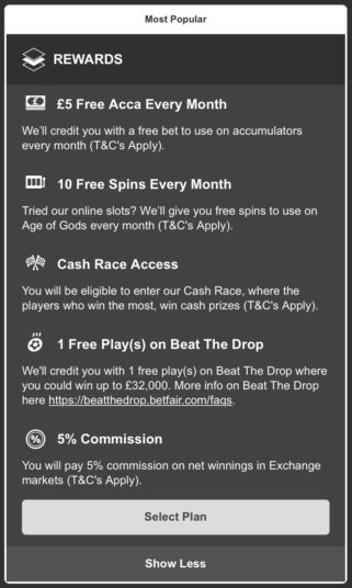 My Betfair Rewards - Rewards Package